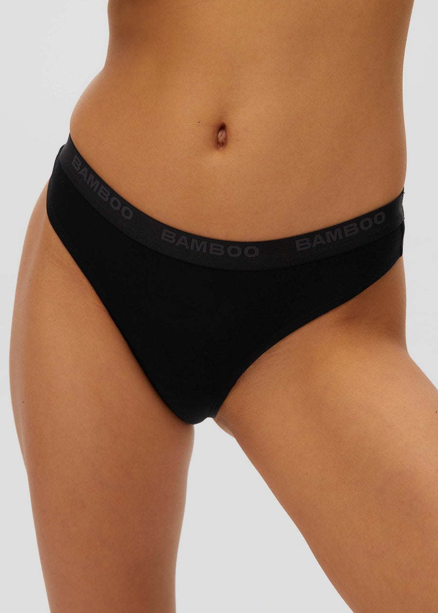 Sustainable Cotton Thong Black Organic Cotton -  Canada