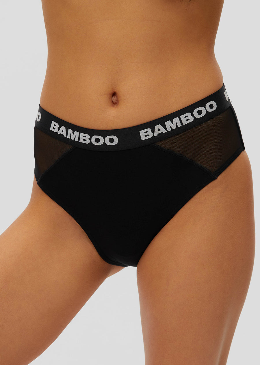 Bamboo Basic Bralette & Thong/Briefs Set - Black – Lounge Underwear